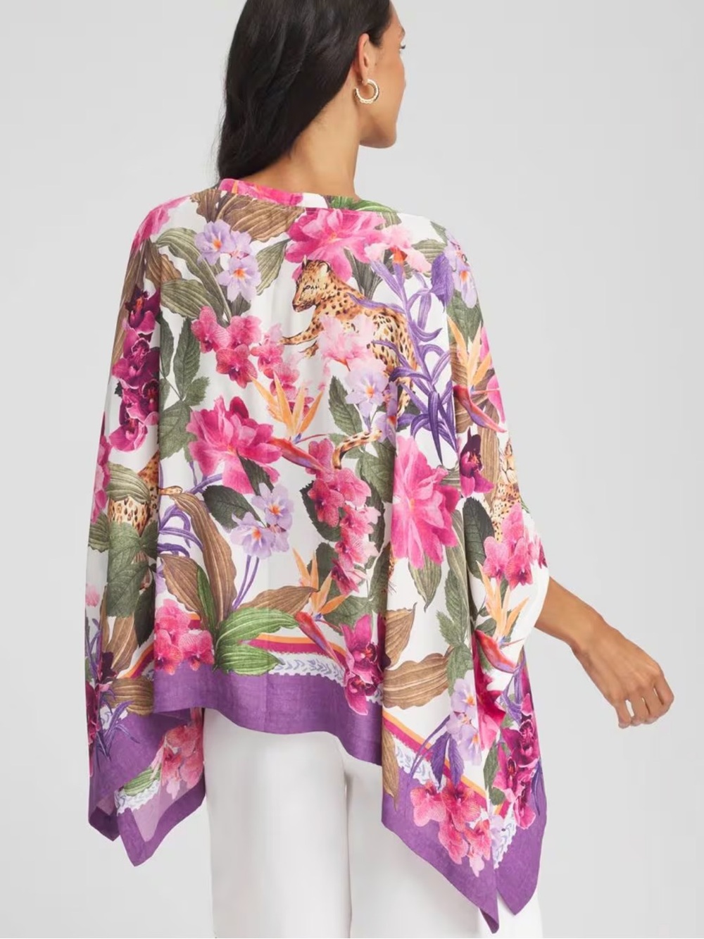 Chico's Floral Amazon Pop Poncho